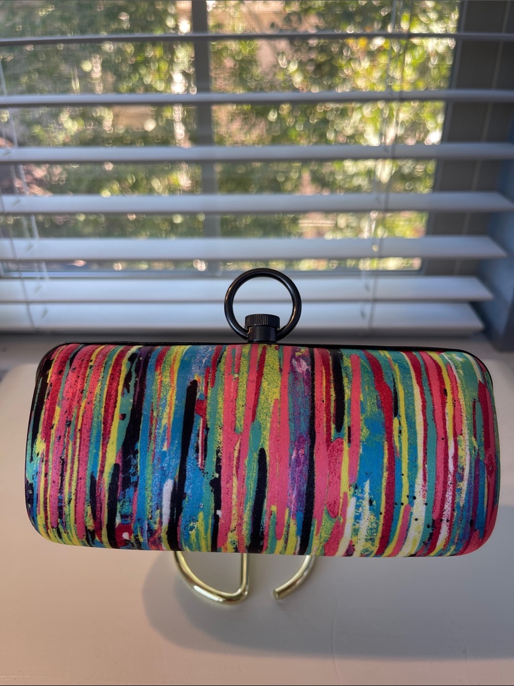 Prabal Gurung for Target Vibrant Multicolor Striped Clutch with Ring Clasp